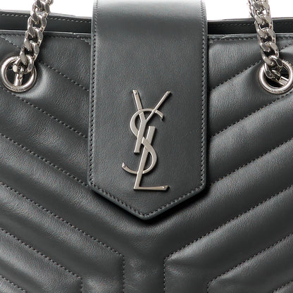 Saint Laurent Calfskin Y Quilted Monogram Large Loulou Shopper Fog 11 of 14
