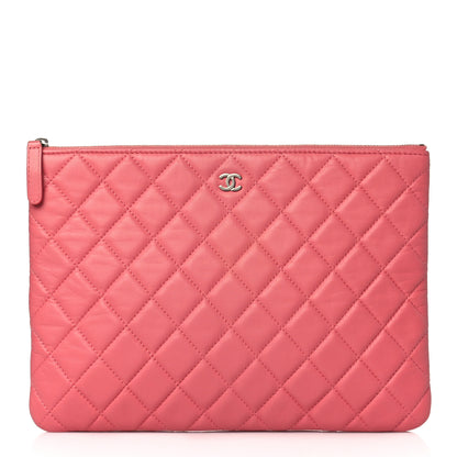 Chanel Lambskin Quilted Medium Cosmetic Case Pink 1 of 10