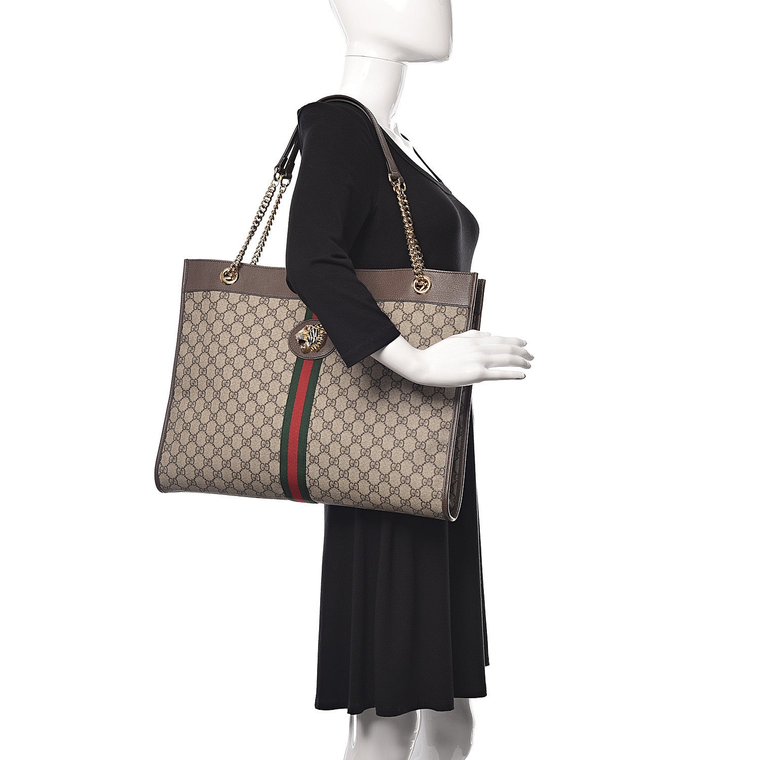 Gucci GG Supreme Monogram Large Rajah Chain Tote Beige New Acero 2 of 9