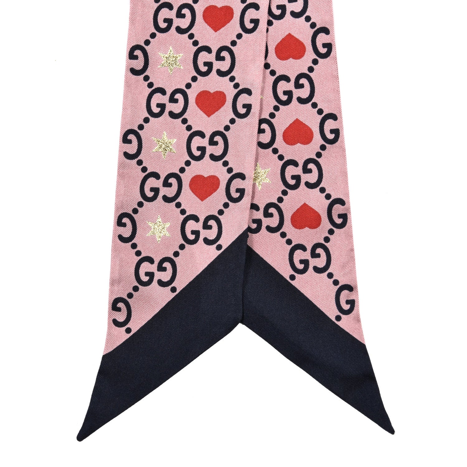 Gucci Silk Twill Big Dimmy Neck Bow Scarf Pink Blue 2 of 3