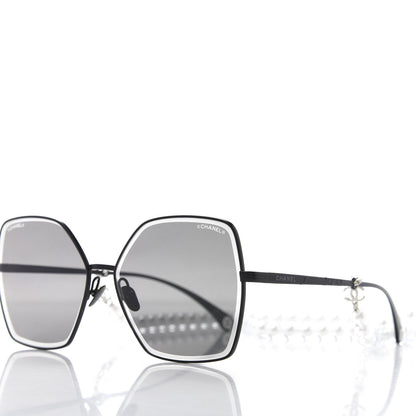 Chanel Metal Butterfly Removable Pearl Chain Sunglasses 4262 Black 9 of 10