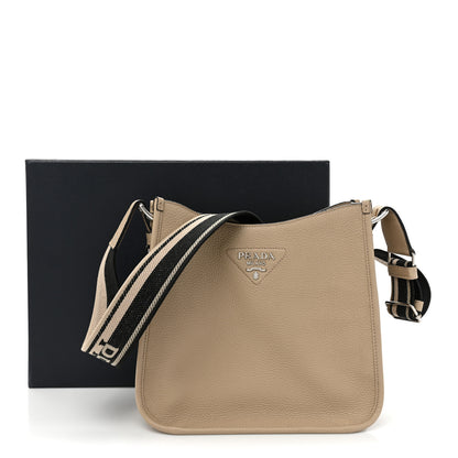 Prada Vitello Daino Soft Hobo Messenger Bag Sabbia 9 of 9