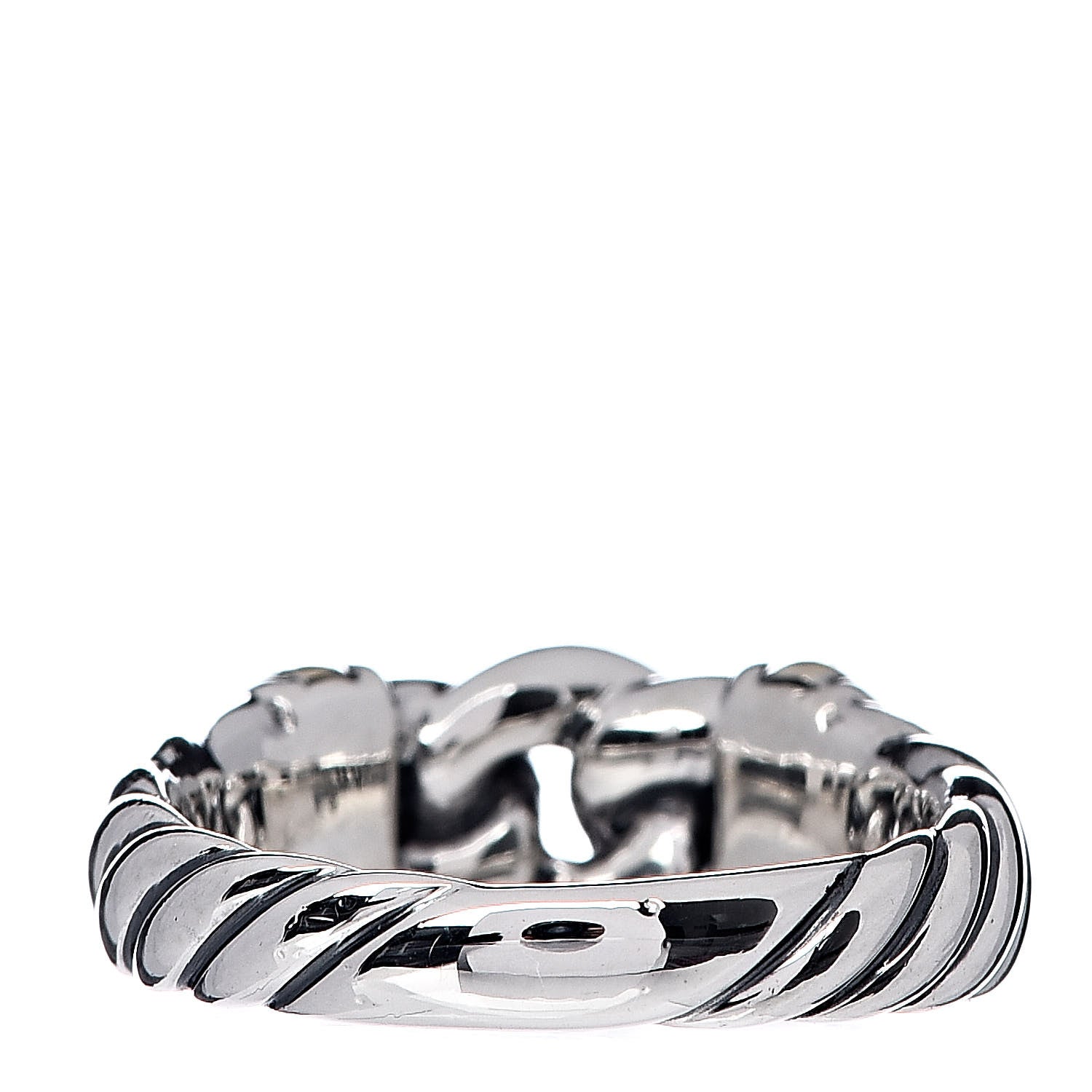 David Yurman Sterling Silver 18K Yellow Gold Metro Chain Ring 54 6.75 4 of 5
