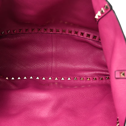 Valentino Garavani Grained Calfskin Medium Rockstud Reversible Tote Black Rose Violet 8 of 16