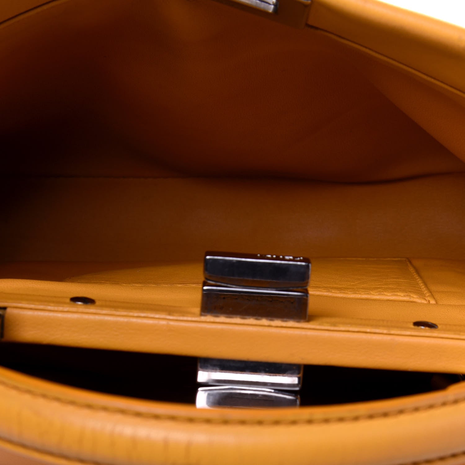 Fendi Nappa Mini Peekaboo Iconic Satchel Giallo Syrup 6 of 25