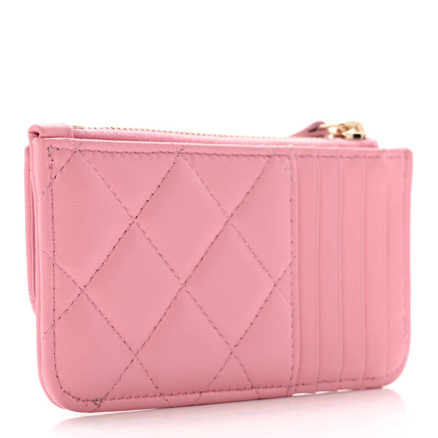Chanel Lambskin Quilted Flap Zip Card Holder Pink 3 of 13