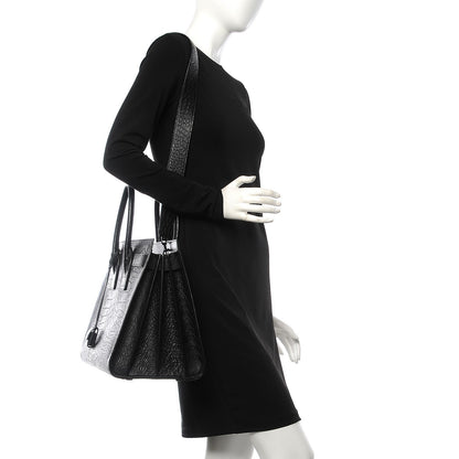 Saint Laurent Calfskin Crocodile Embossed Large Sac De Jour Carryall Black 2 of 7