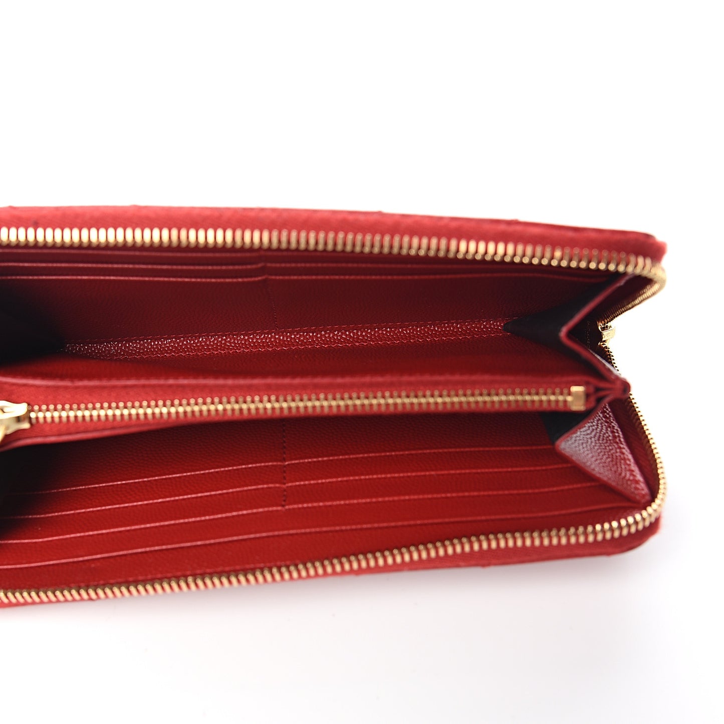Grain De Poudre Matelasse Chevron Monogram Zip Around Wallet Red