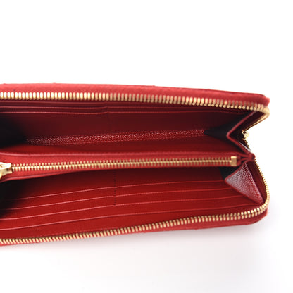 Saint Laurent Grain De Poudre Matelasse Chevron Monogram Zip Around Wallet Red 4 of 5