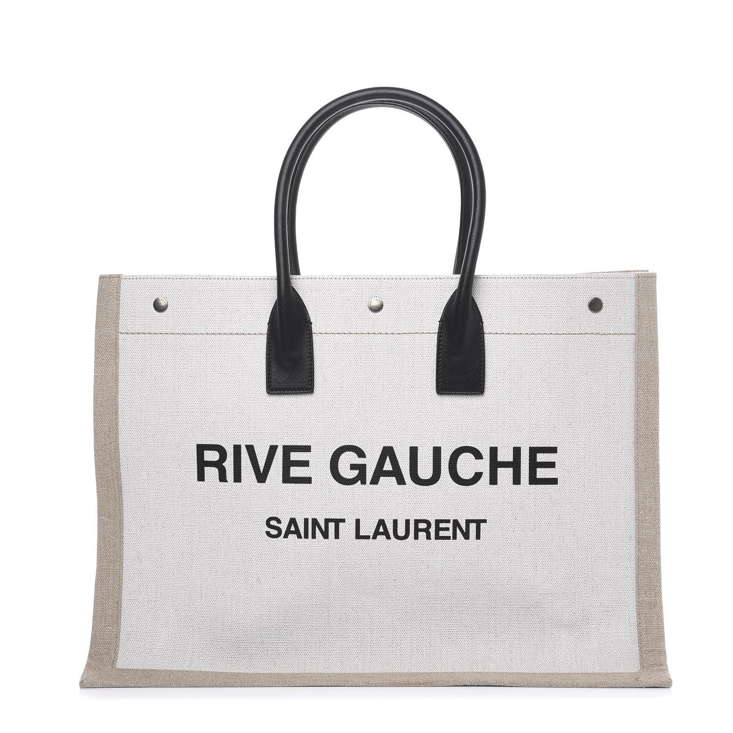 Saint Laurent Linen Calfskin Rive Gauche Tote Optic White 1 of 8