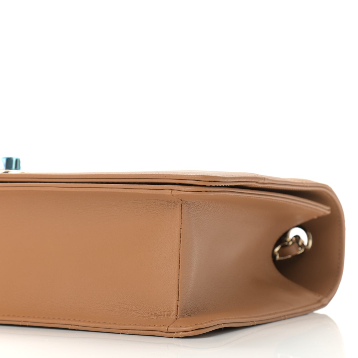 Lambskin Chevron Quilted Flap Camel