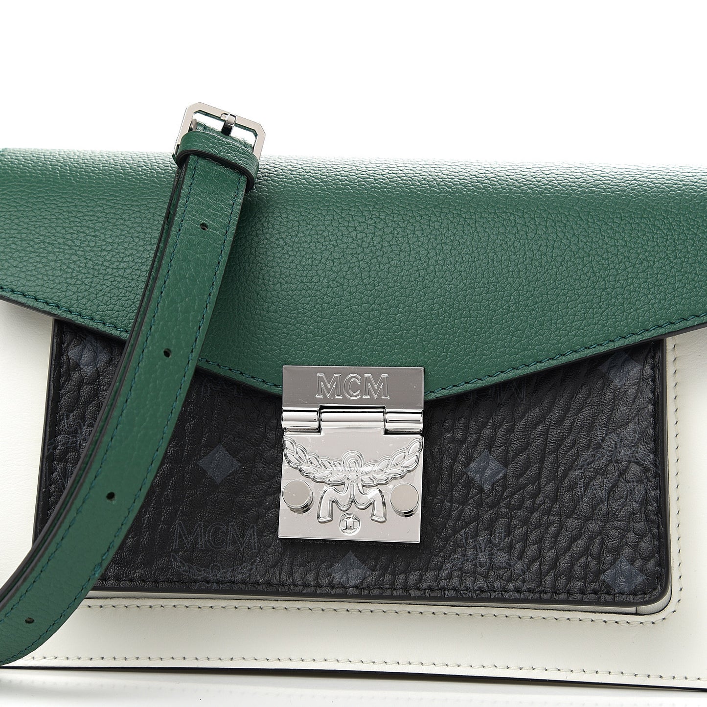 Calfskin Visetos Small Patricia Crossbody Bag Eden Black