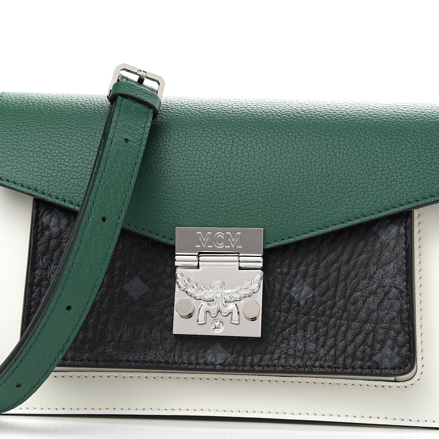 MCM Calfskin Visetos Small Patricia Crossbody Bag Eden Black 9 of 9
