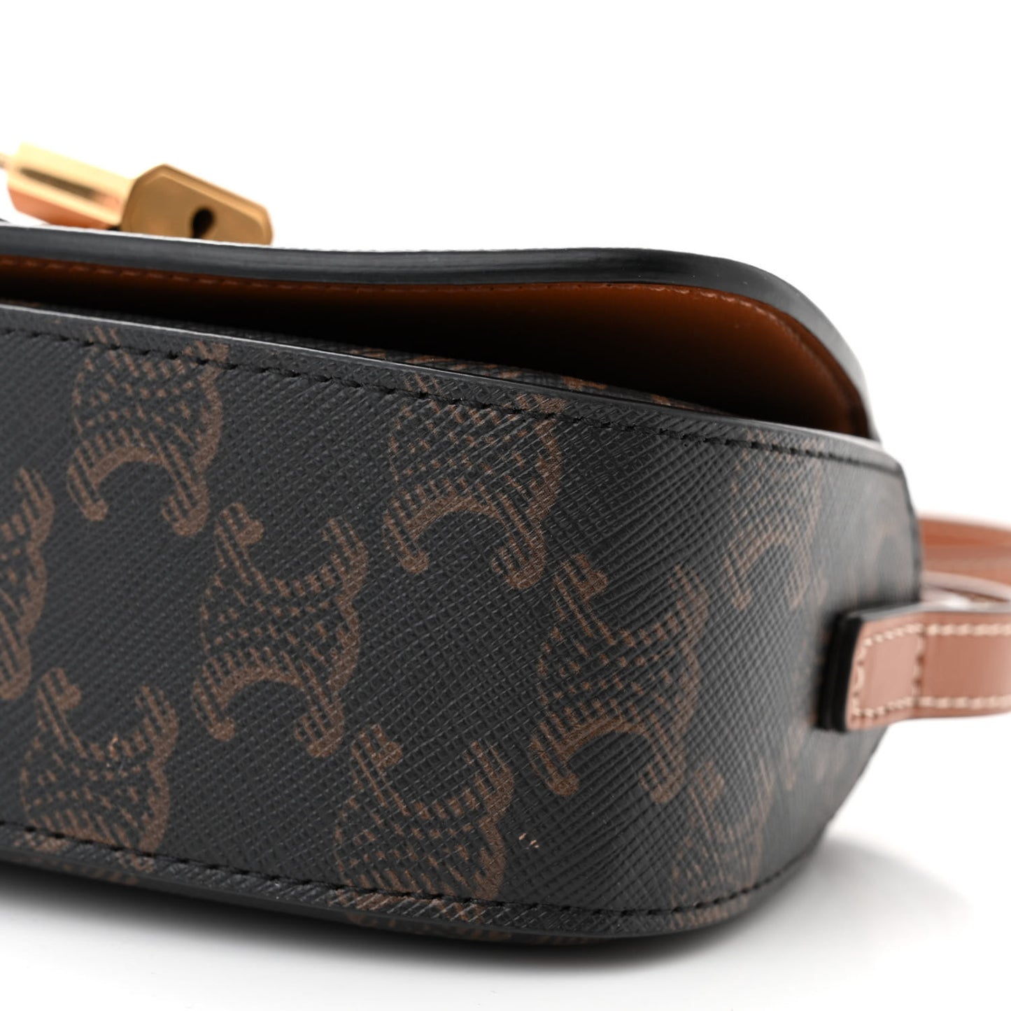 Triomphe Canvas Calfskin Tabou Clutch on Strap Tan