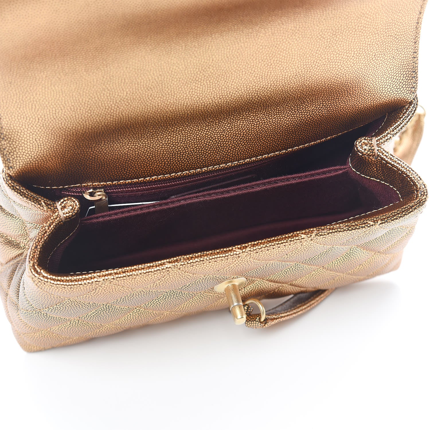 Chanel Metallic Caviar Quilted Mini Coco Handle Flap Gold 5 of 13