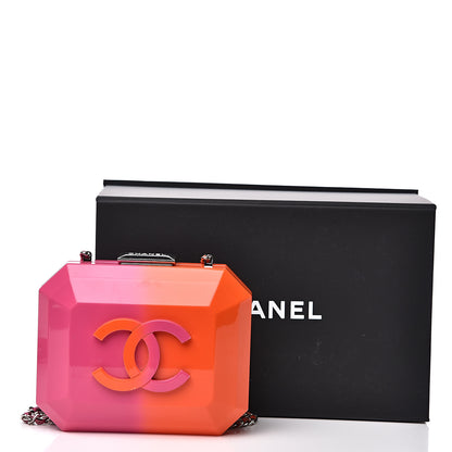 Chanel Faded Plexiglass CC Boy Brick Clutch Pink Orange 15 of 15