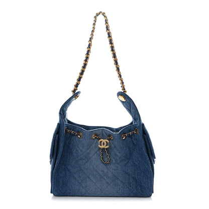 Chanel Washed Denim Quilted Small Chanel 25 Handbag Blue 1 of 11