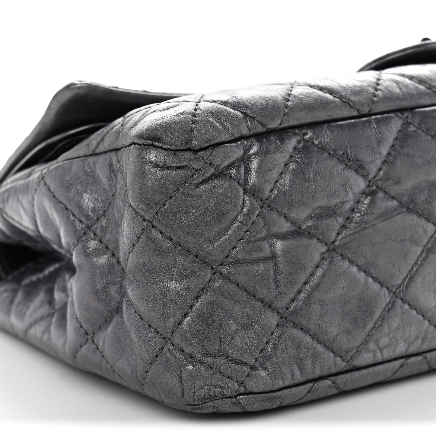 Metallic Aged Calfskin Quilted 2.55 Reissue 227 Flap Dark Silver
