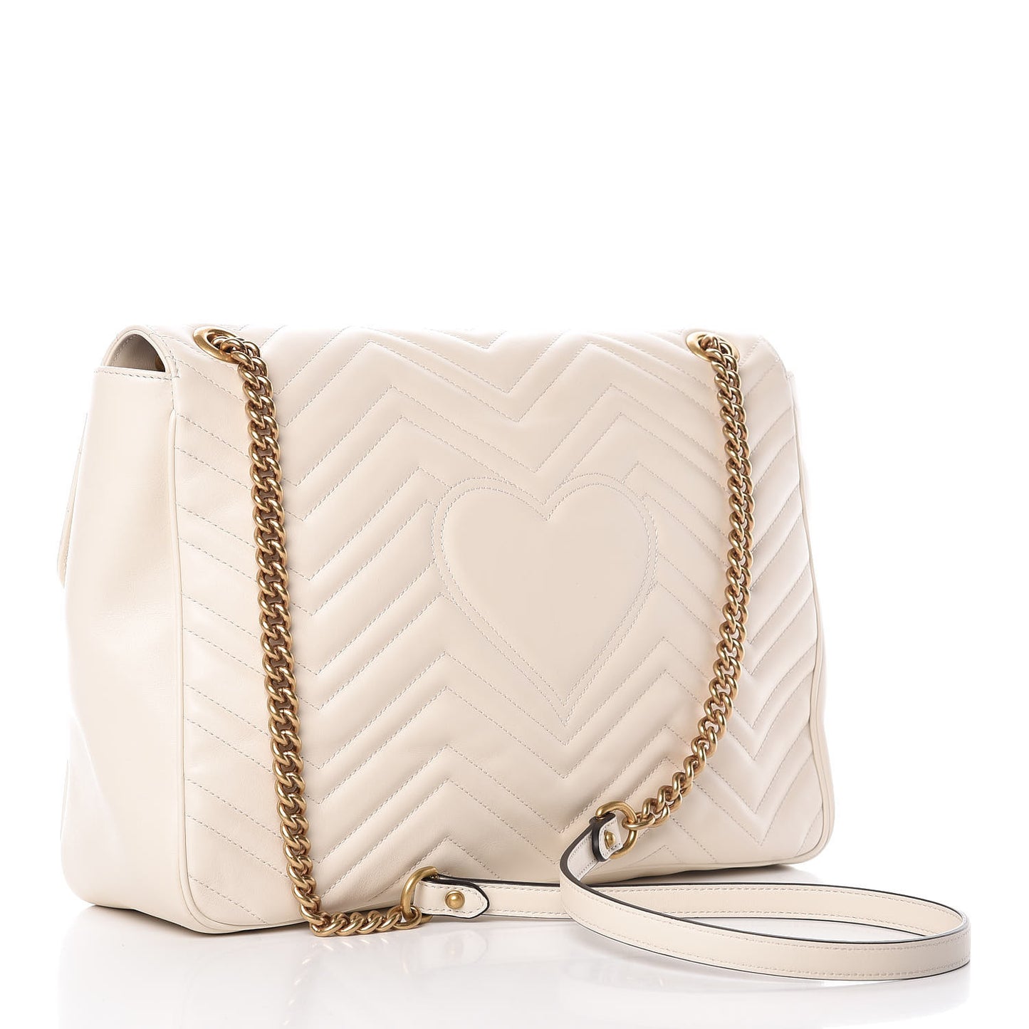 Calfskin Matelasse Large GG Marmont Shoulder Bag Mystic White