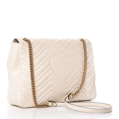 Gucci Calfskin Matelasse Large GG Marmont Shoulder Bag Mystic White 3 of 13