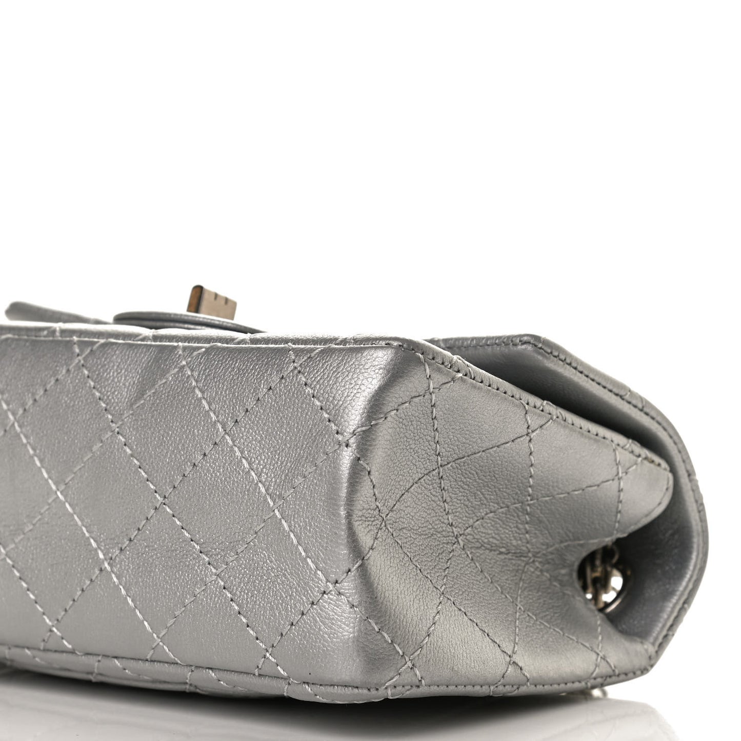 Metallic Grained Calfskin Quilted 2.55 Reissue Mini Flap Silver