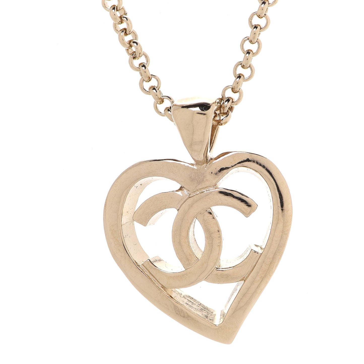 CC Heart Chain Pendant Necklace Gold