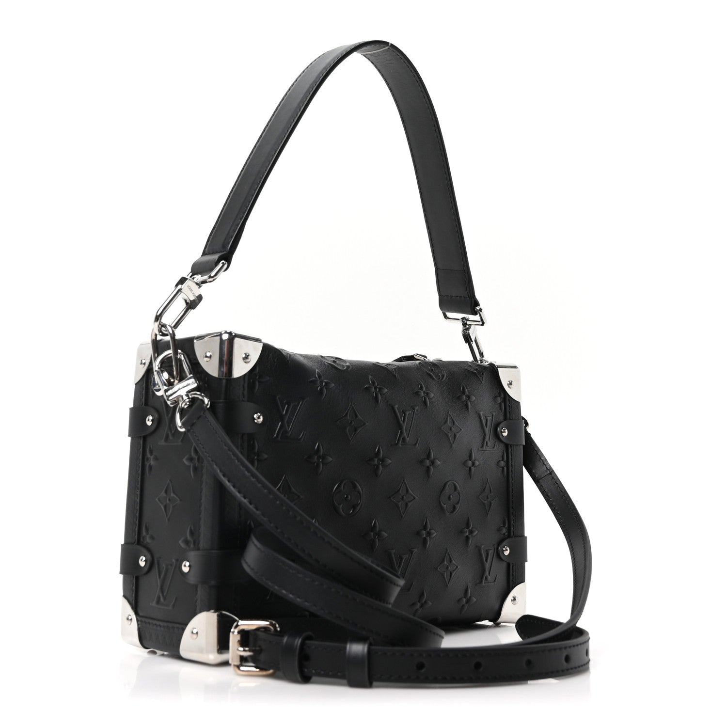Louis Vuitton Calfskin Debossed Monogram Side Trunk Black 3 of 9