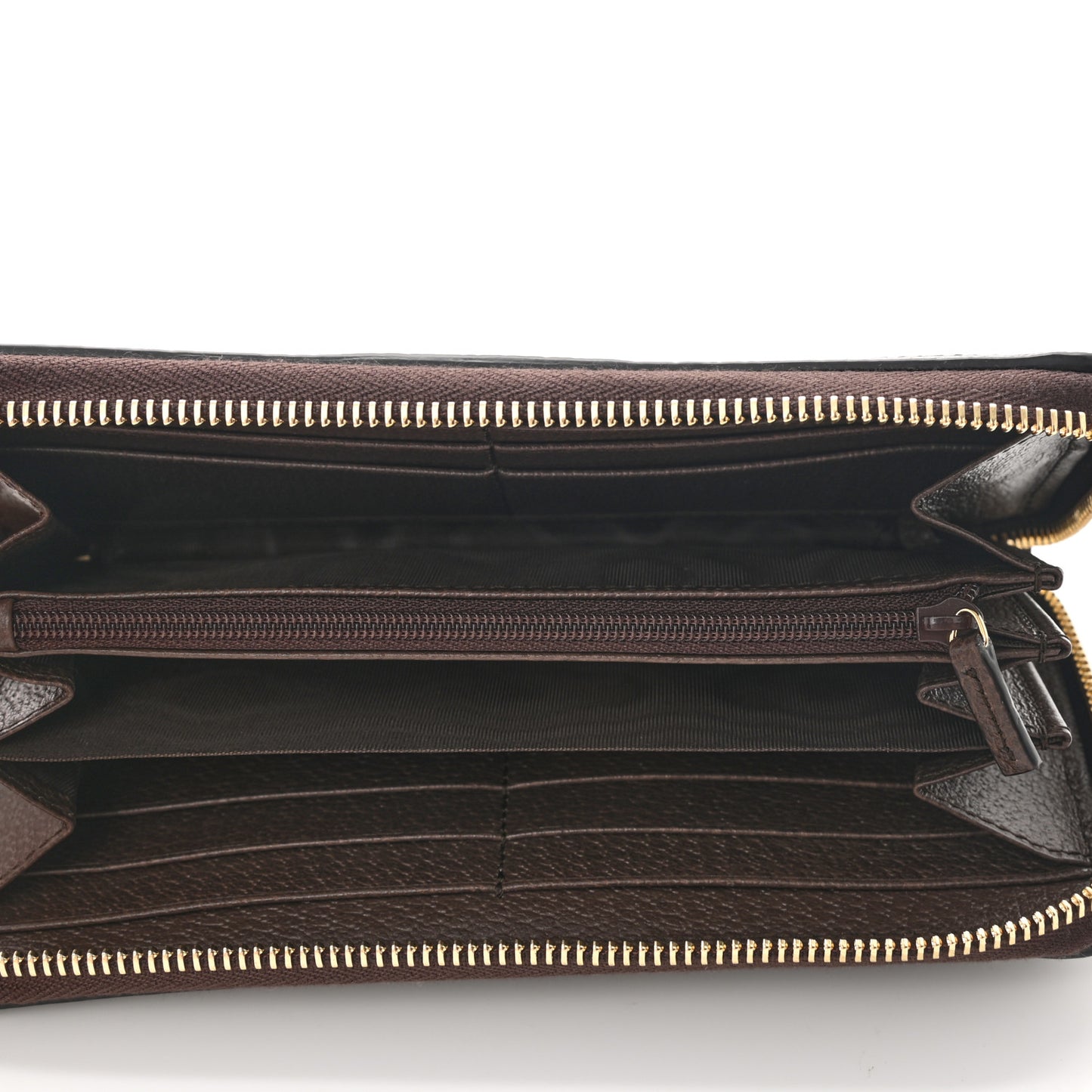 GG Supreme Monogram Web Ophidia Zip Around Wallet Brown