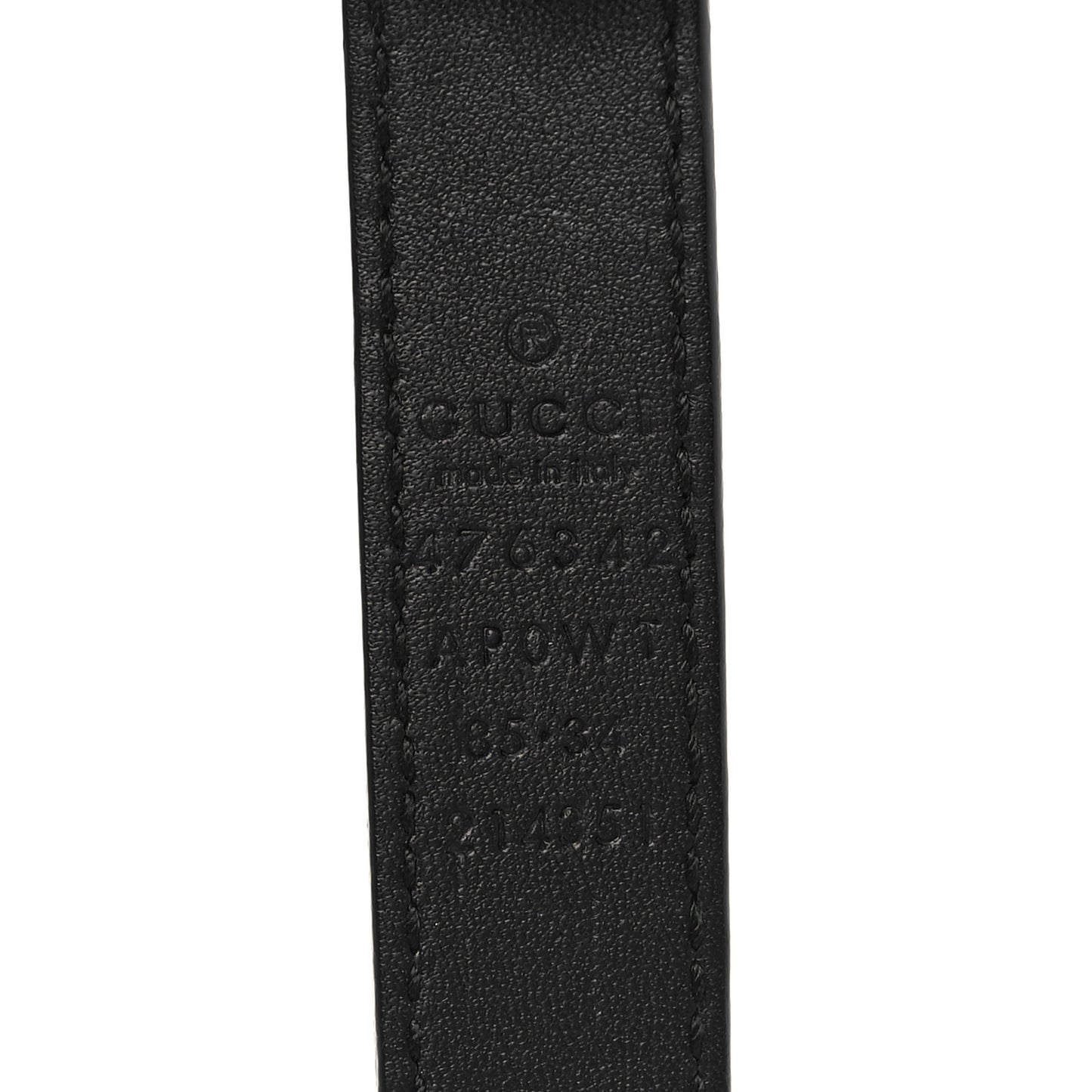 Calfskin Pearl Double G 20mm Belt 85 34 Black Cream