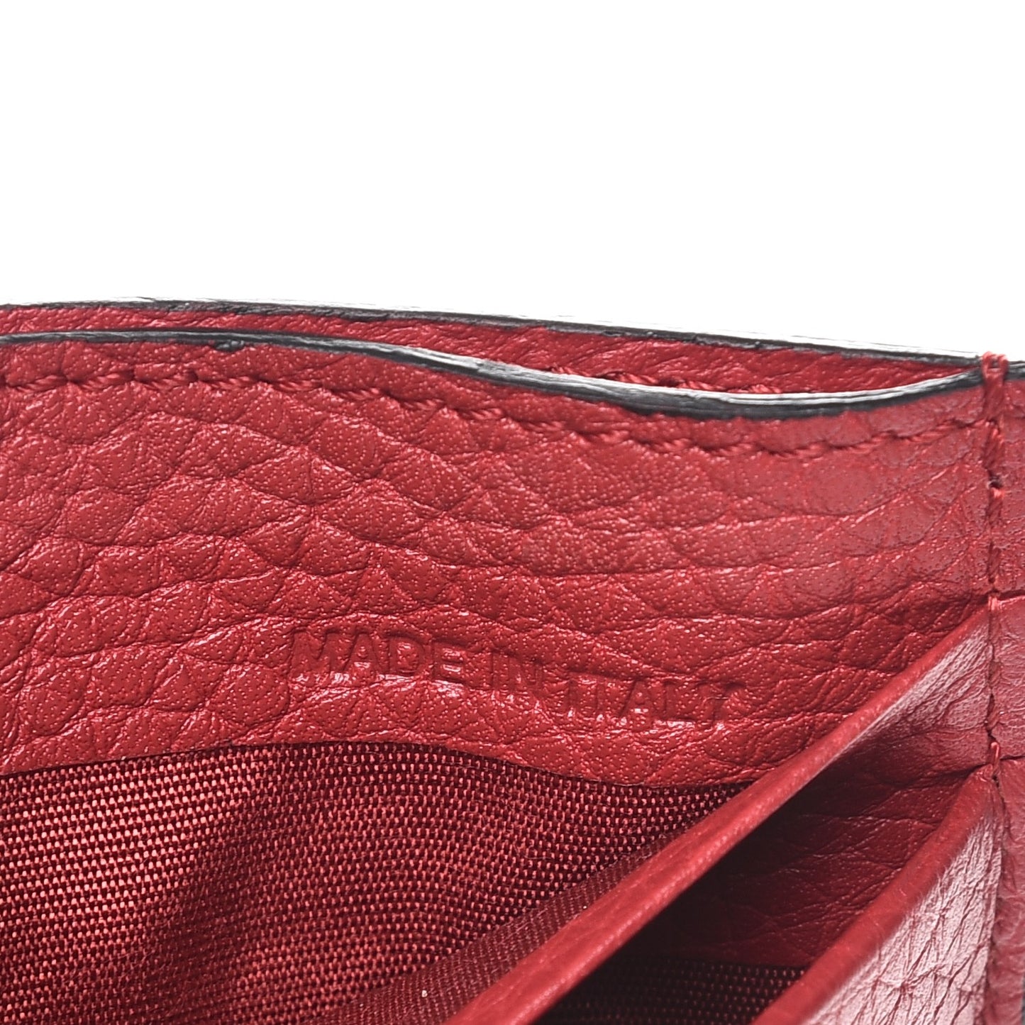 Pebbled Calfskin Rockstud Card Holder Red
