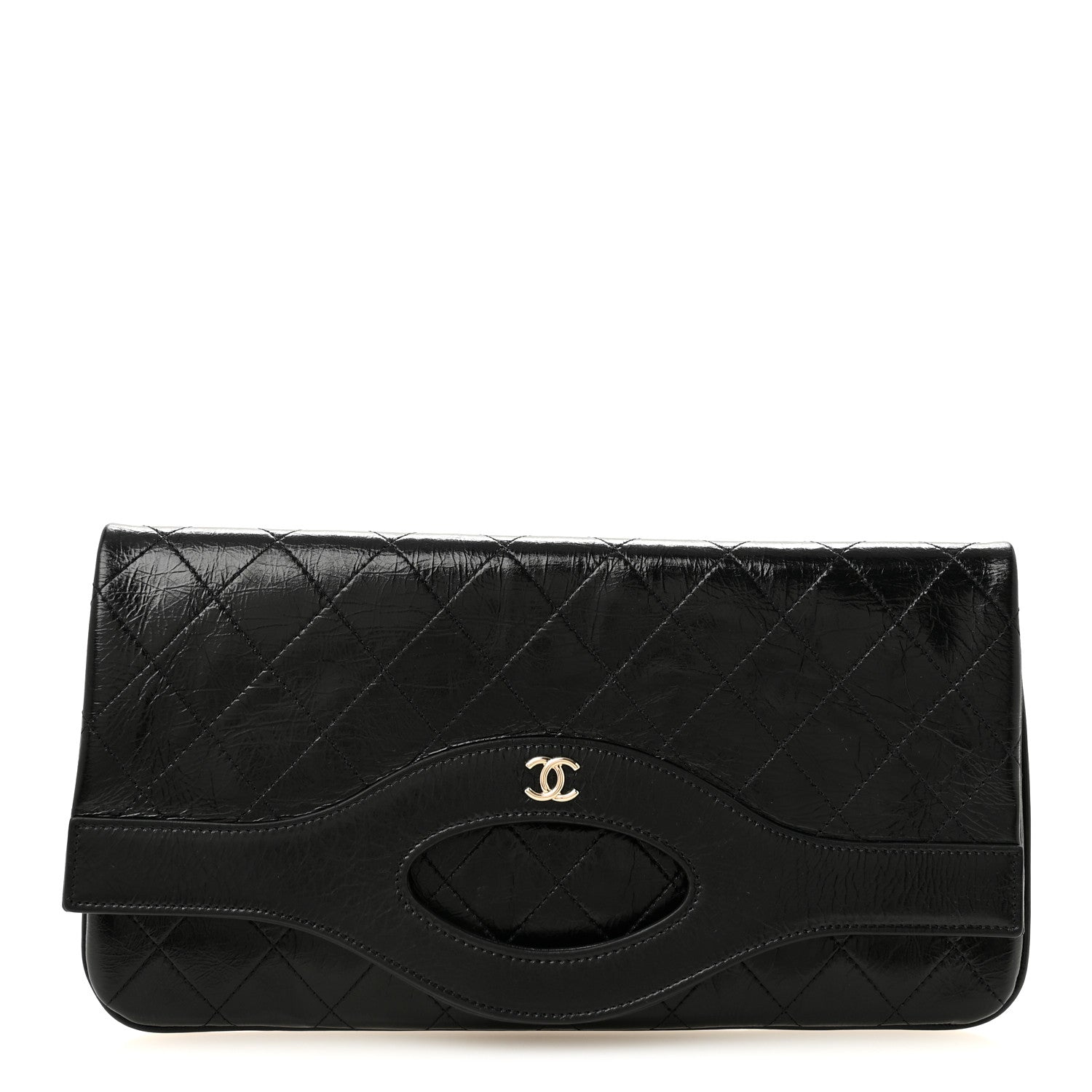 Chanel Shiny Crumpled Calfskin Large 31 Pouch Black 1 of 7