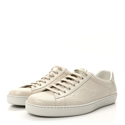 Gucci Calfskin GG Tennis Embossed Mens Ace Sneakers 10 Mystic White 3 of 10