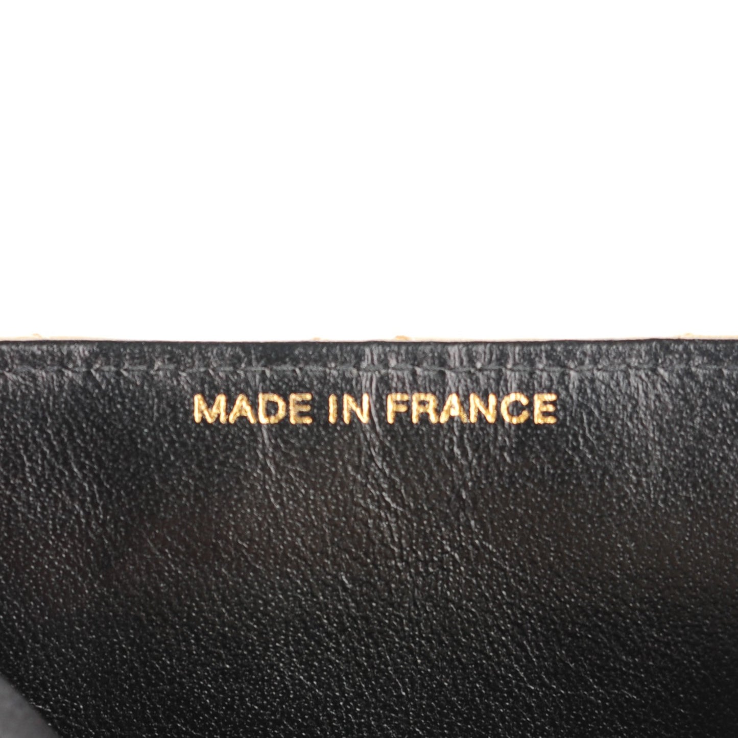 Lambskin Quilted Top Handle Clutch Beige Black