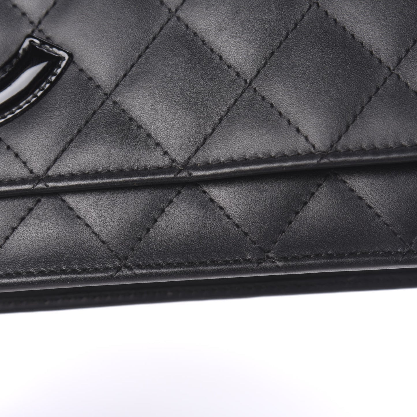 Calfskin Quilted Cambon Wallet On Chain WOC Black