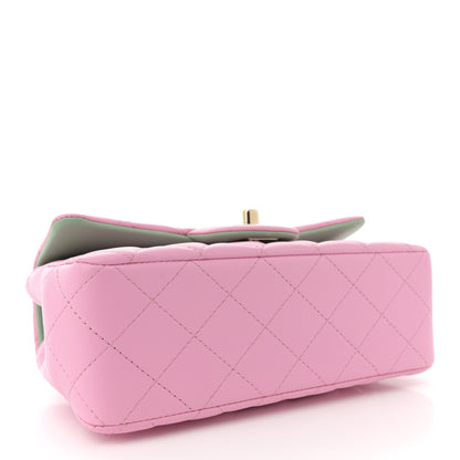 Chanel Lambskin Quilted Mini Top Handle Rectangular Flap Pink Green 4 of 10