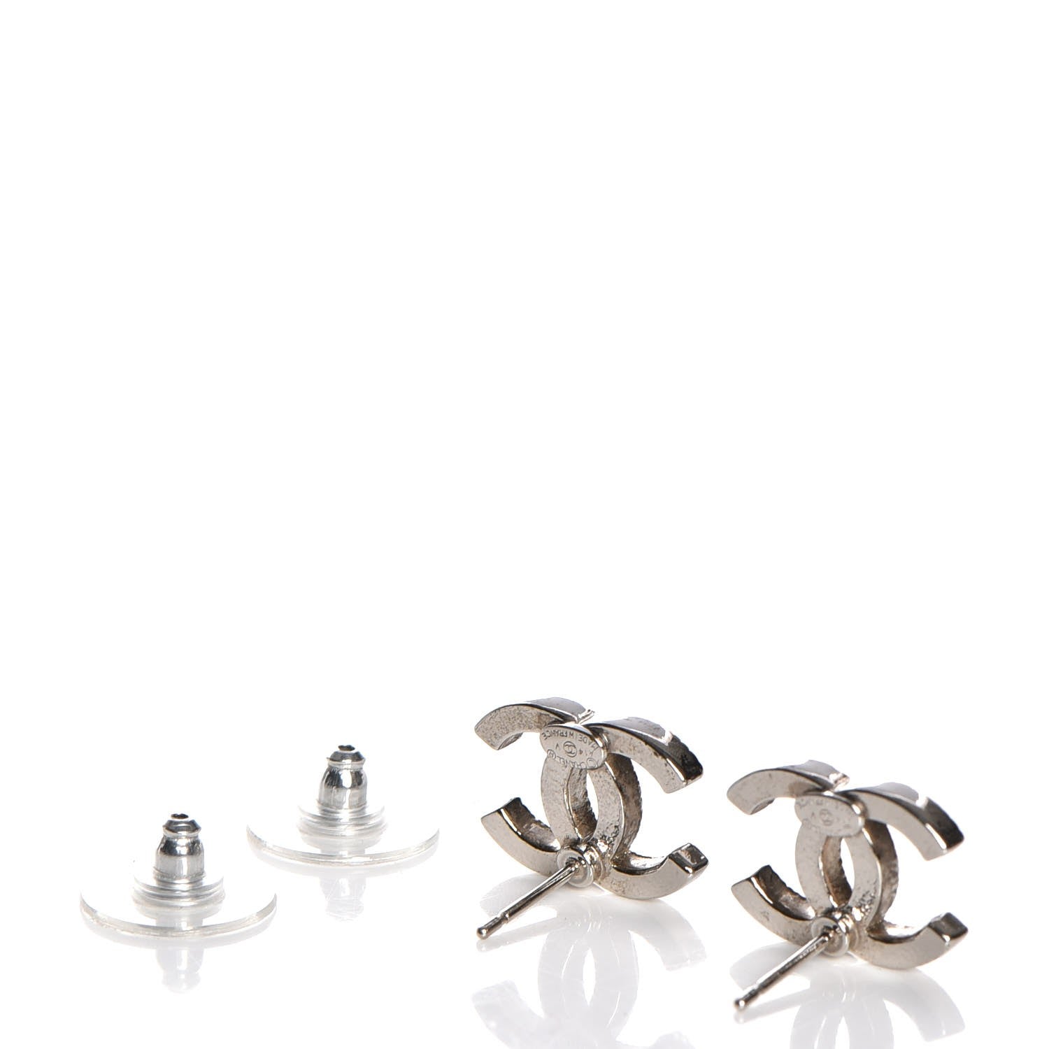 Chanel Crystal Timeless CC Earrings Silver 5 of 6