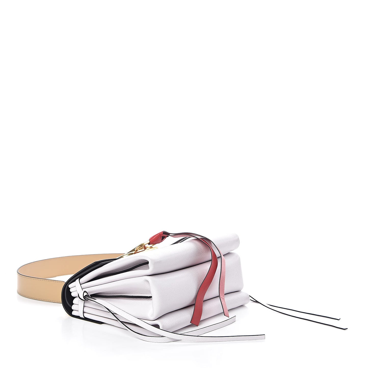 Buffalo Smooth Calfskin Small VRing Shoulder Bag Rose Cannelle White Cerise