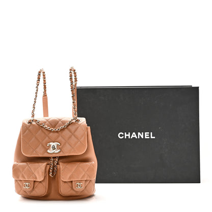Chanel Shiny Caviar Quilted Medium Duma Pockets Drawstring Backpack Dark Beige 11 of 11