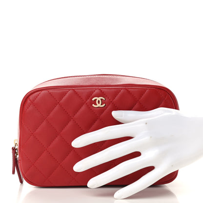 Chanel Caviar Quilted Medium Curvy Pouch Cosmetic Case Red 2 of 8