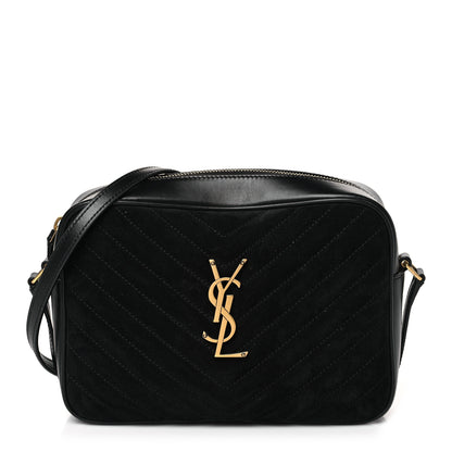 Saint Laurent Suede Calfskin Matelasse Monogram Lou Camera Bag Black 1 of 9