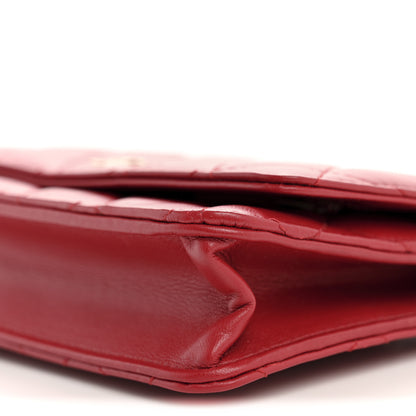Chanel Lambskin Quilted Wallet On Chain WOC Red 10 of 12