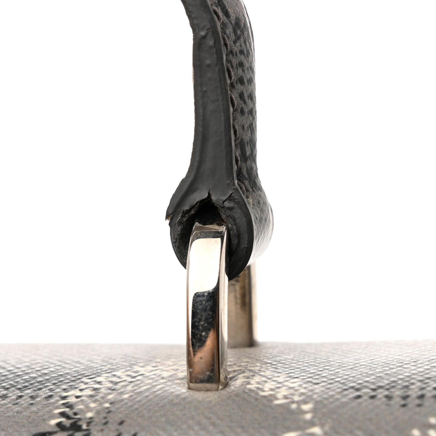 Saffiano Molecule Print Top Handle Flap Bag Ematite