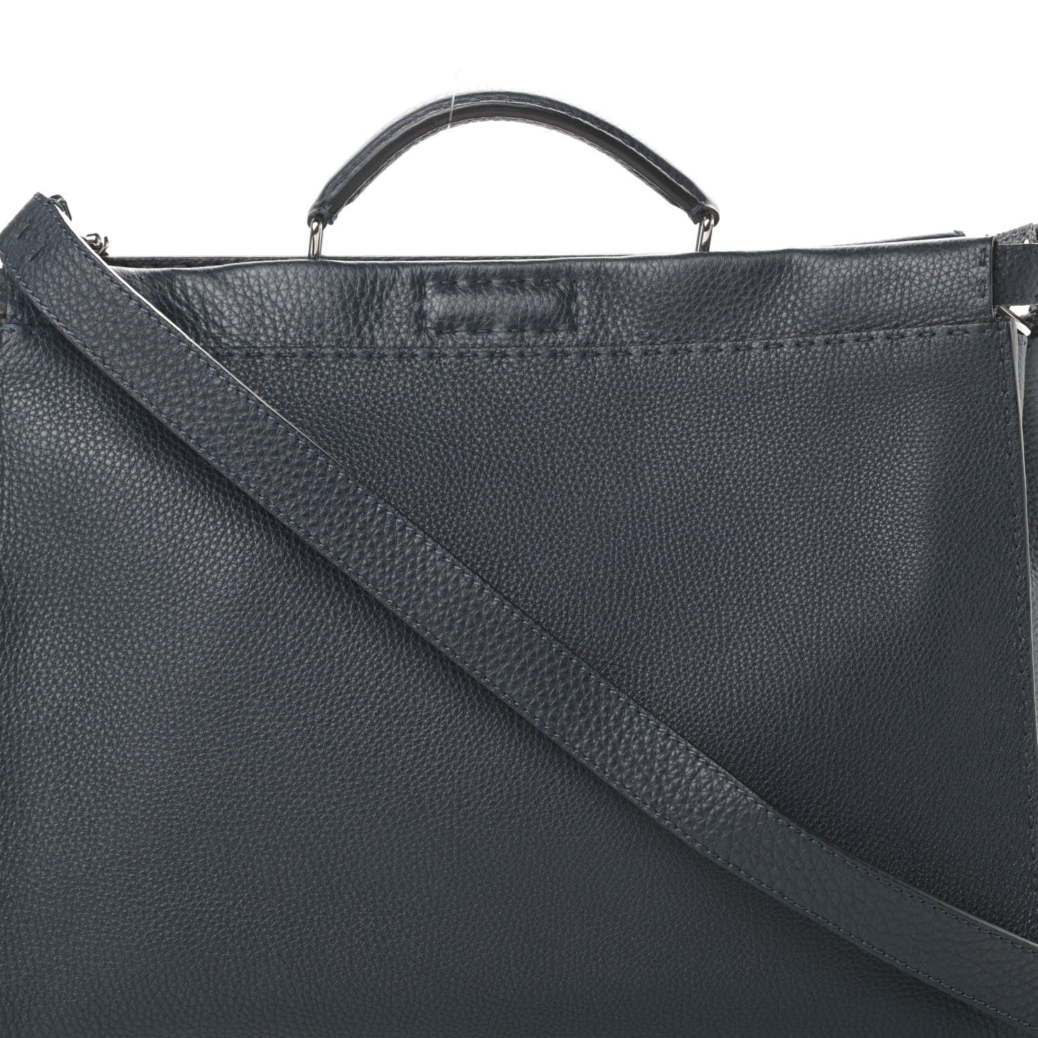 Fendi Cuoio Romano Selleria Bi-Color Large Mens Peekaboo Iconic Essential Satchel Lavagna Black 9 of 12