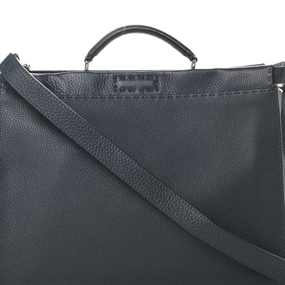 Fendi Cuoio Romano Selleria Bi-Color Large Mens Peekaboo Iconic Essential Satchel Lavagna Black 9 of 12