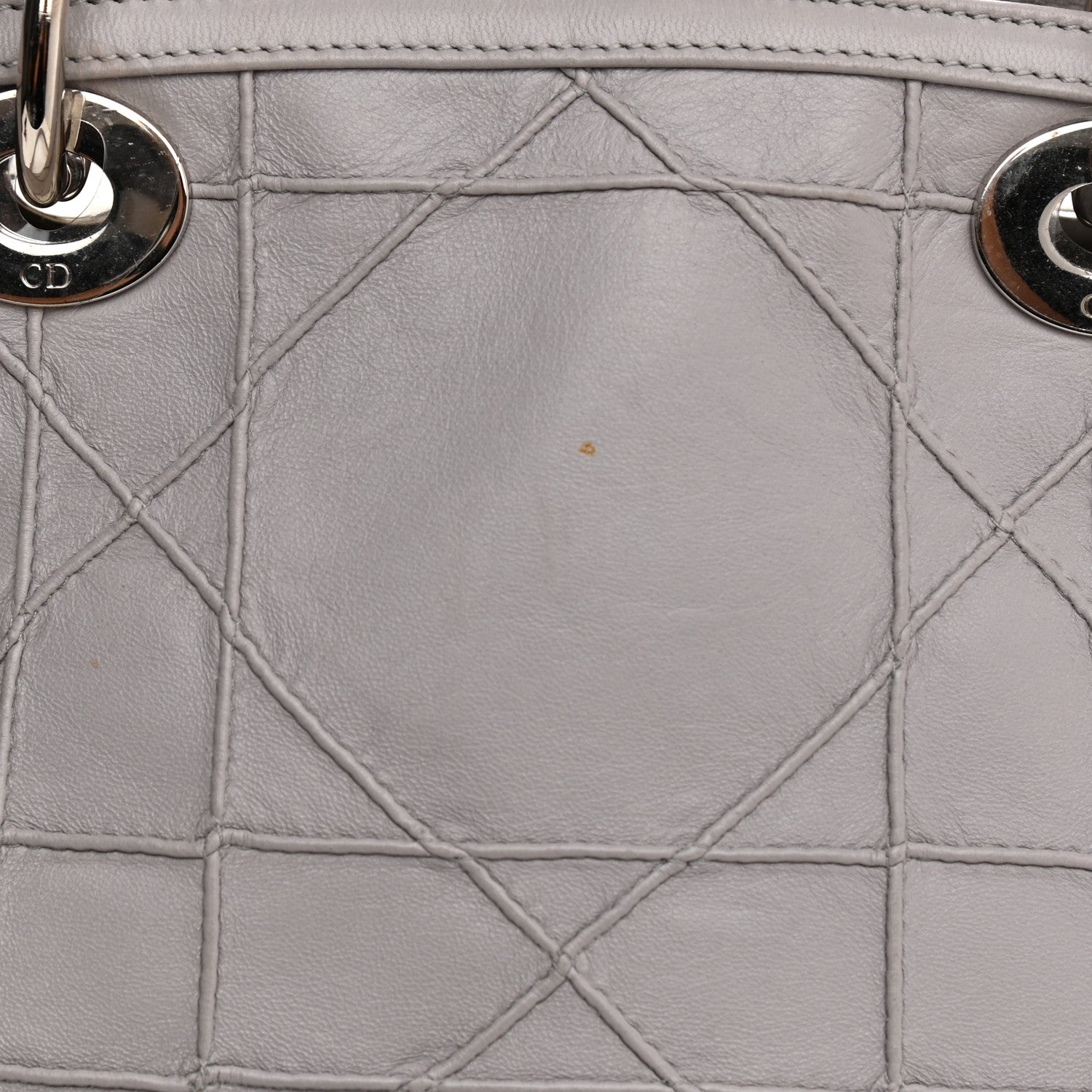Christian Dior Lambskin Cannage Medium Granville Tote Grey 14 of 16