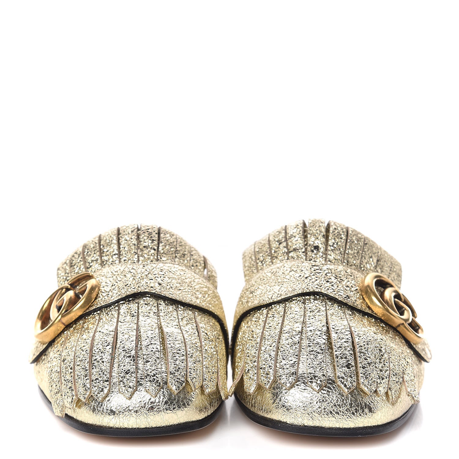 Gucci Galassia Womens GG Marmont Fringe Slippers 38.5 Platino 2 of 8