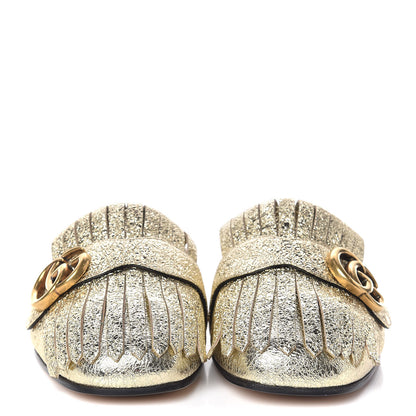 Gucci Galassia Womens GG Marmont Fringe Slippers 38.5 Platino 2 of 8