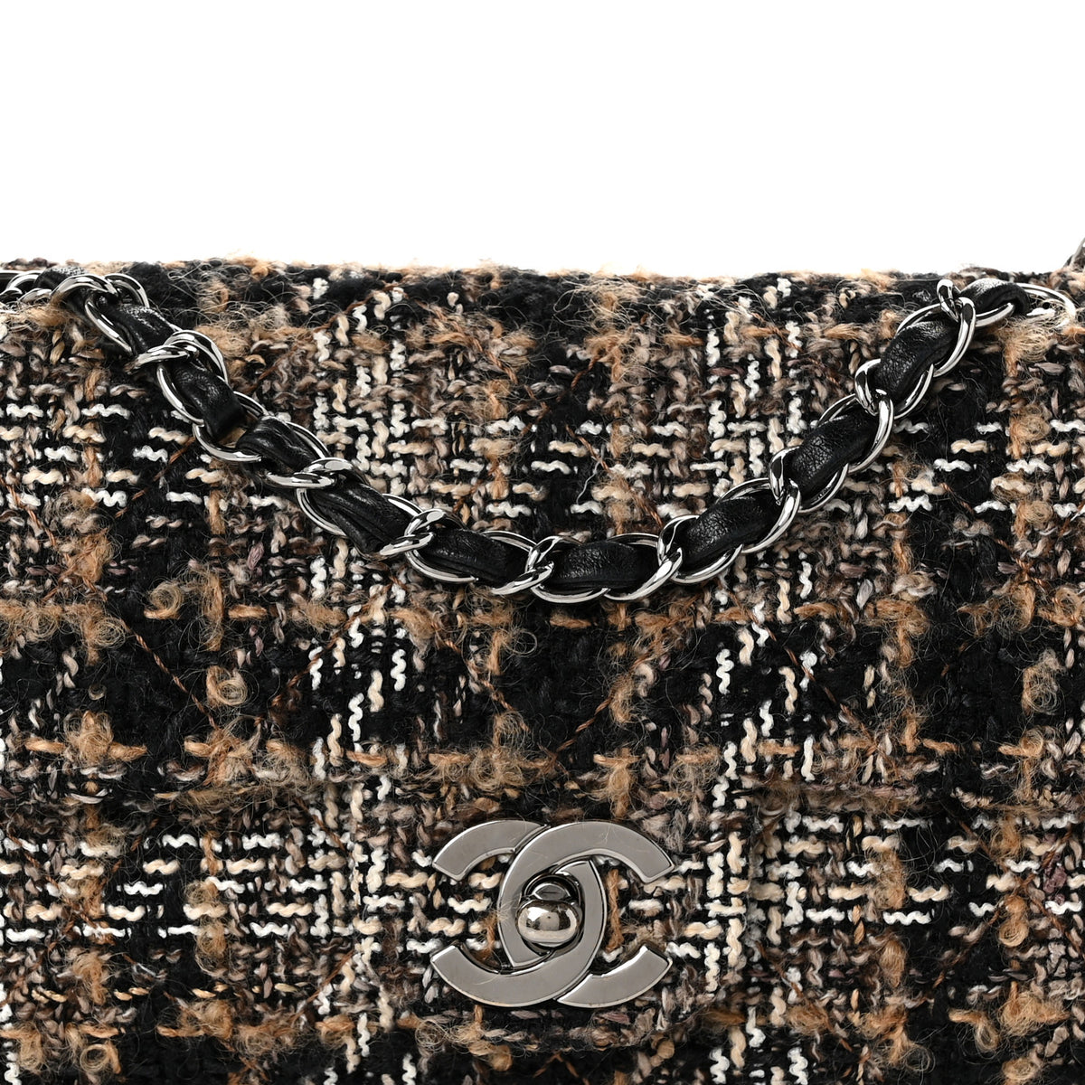 Tweed Quilted Small Single Flap Multicolor