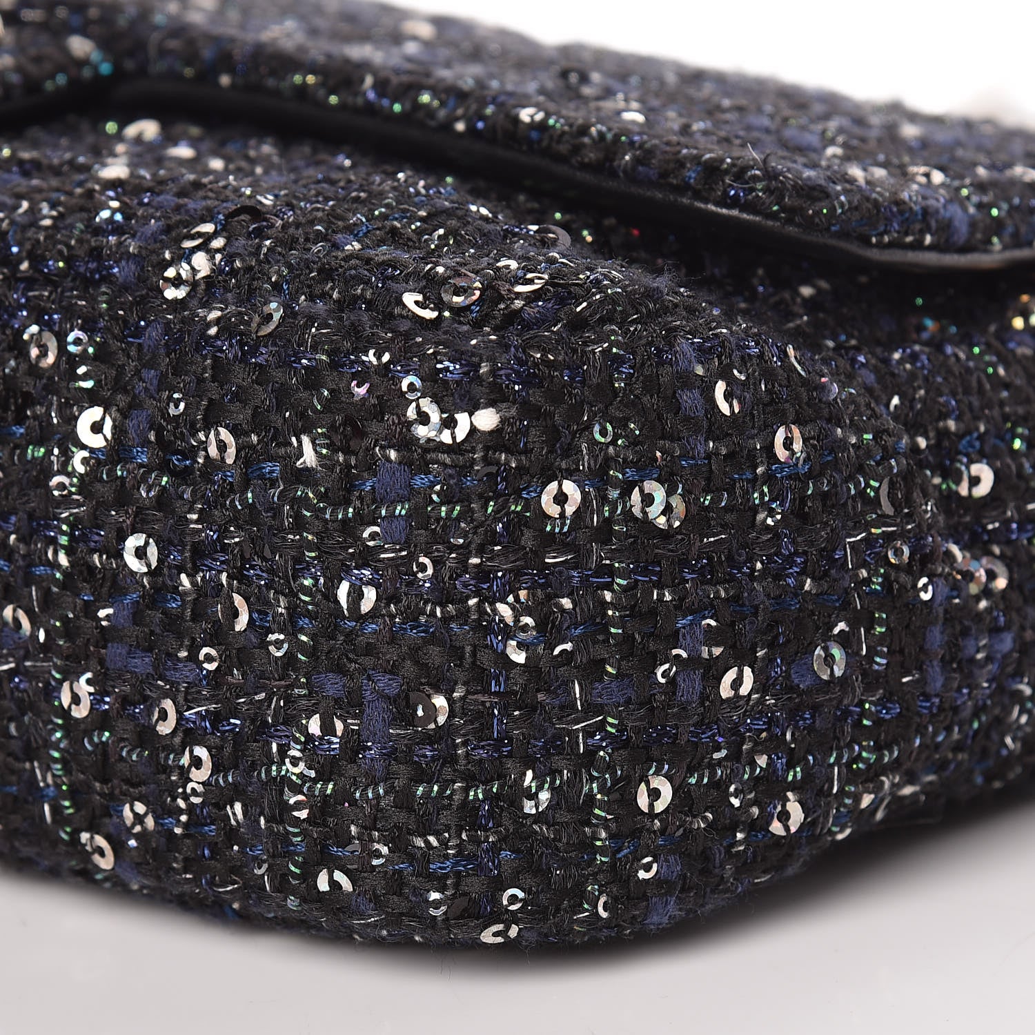 Chanel Tweed Medium Pearl Handle Flap Black Ecru 10 of 10