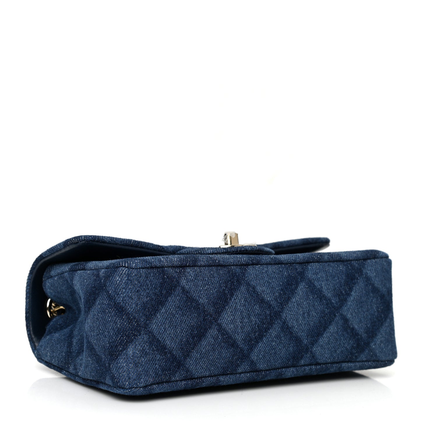 Printed Denim Quilted Mini Rectangular Flap Dark Blue